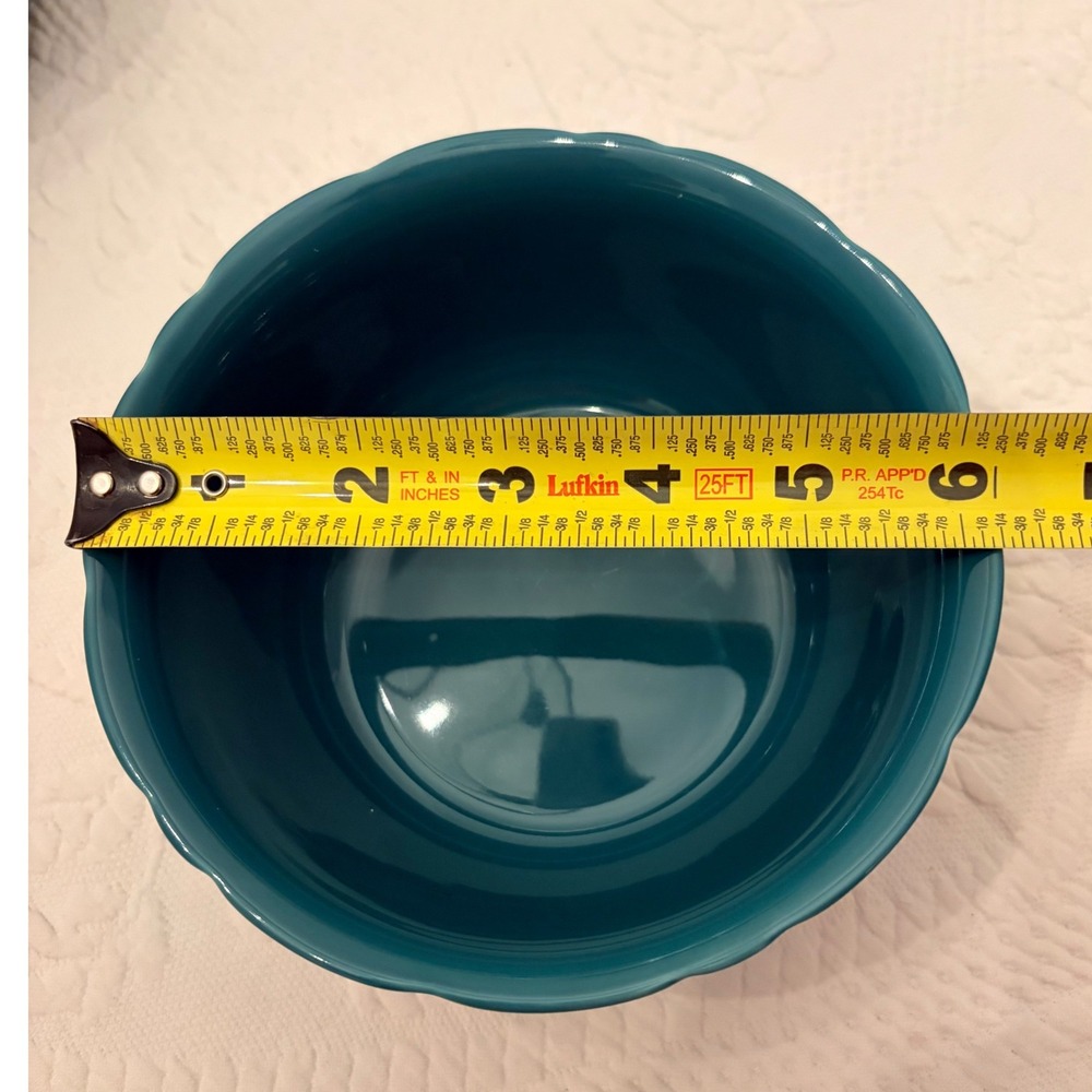 Pioneer Woman Cowgirl Lace Set of 3 Teal Floral Embossed Stoneware Bowls 6" - Picture 5 of 6